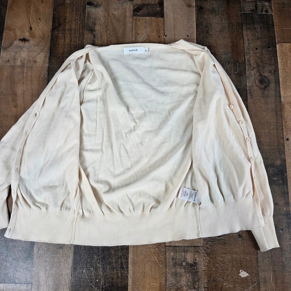 Kettlewell Women Large Buttercream Cosmo Organic Cotton Knit Italy Cardigan - Picture 2 of 11